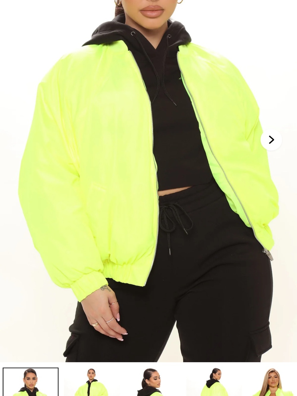 Fashion Nova Neon Yellow Bomber Jacket